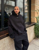 Set de bărbați din fleecă, Relaxed Fit / Negru