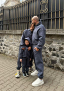 Set bărbătesc din fleece cu tăiere relaxată / Dark Graphite