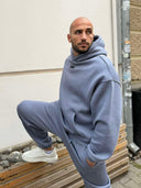 Set de bărbați din fleecă Relaxed Fit / Misty Grey
