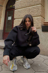 Set vătuit pentru femei, tăiere relaxată / Negru