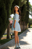 Rochie de mușelină de pe Pinterest / Albastru