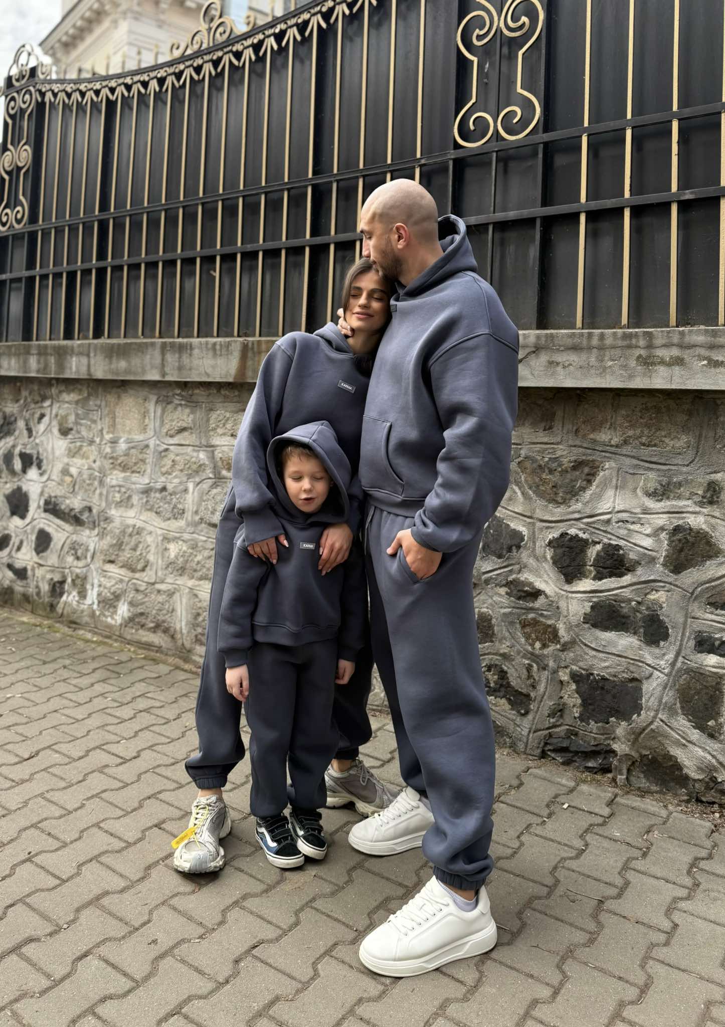 Set bărbătesc din fleece cu tăiere relaxată / Dark Graphite