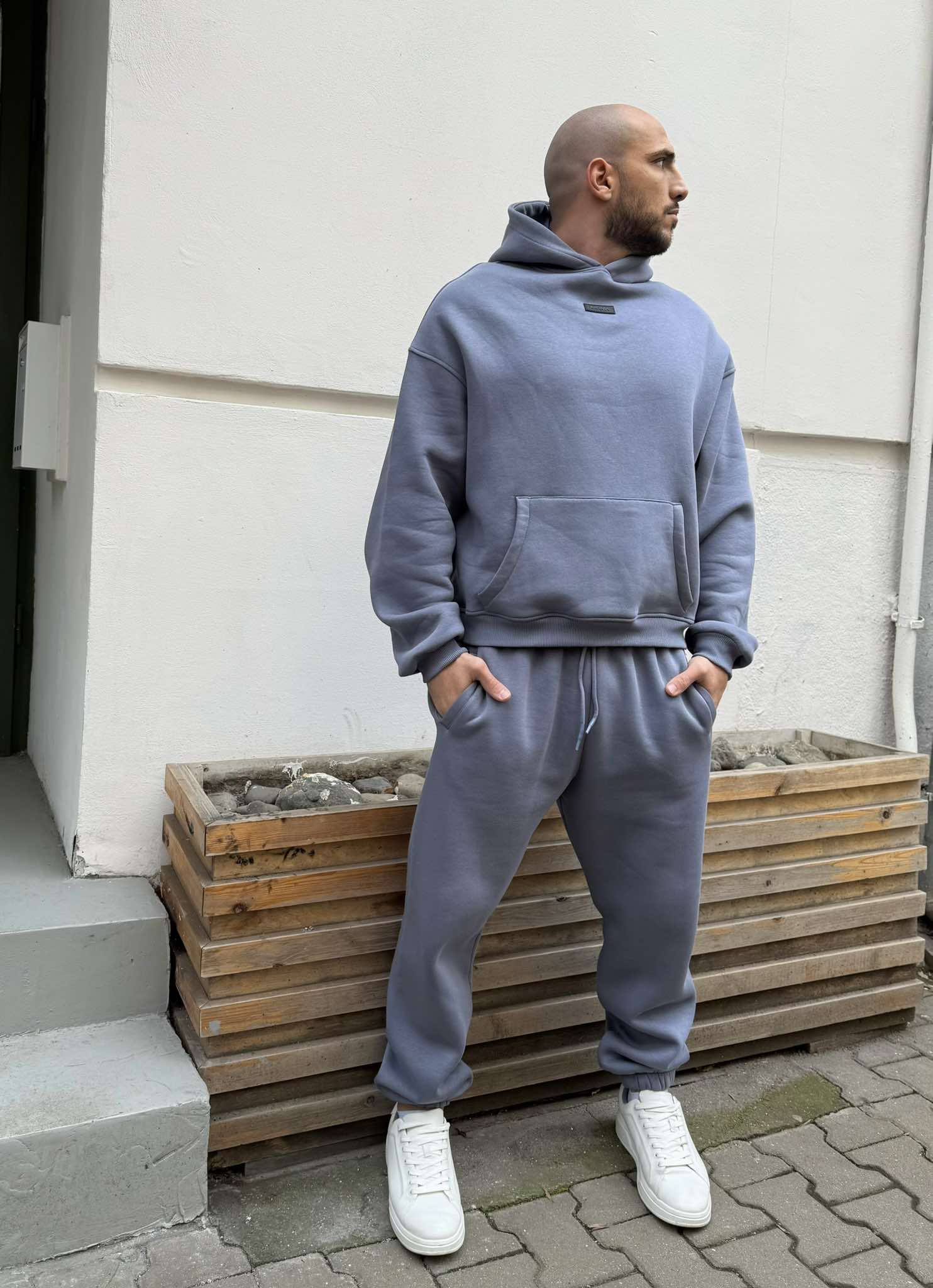 Set bărbătesc vătuit Relaxed Fit / Misty Grey