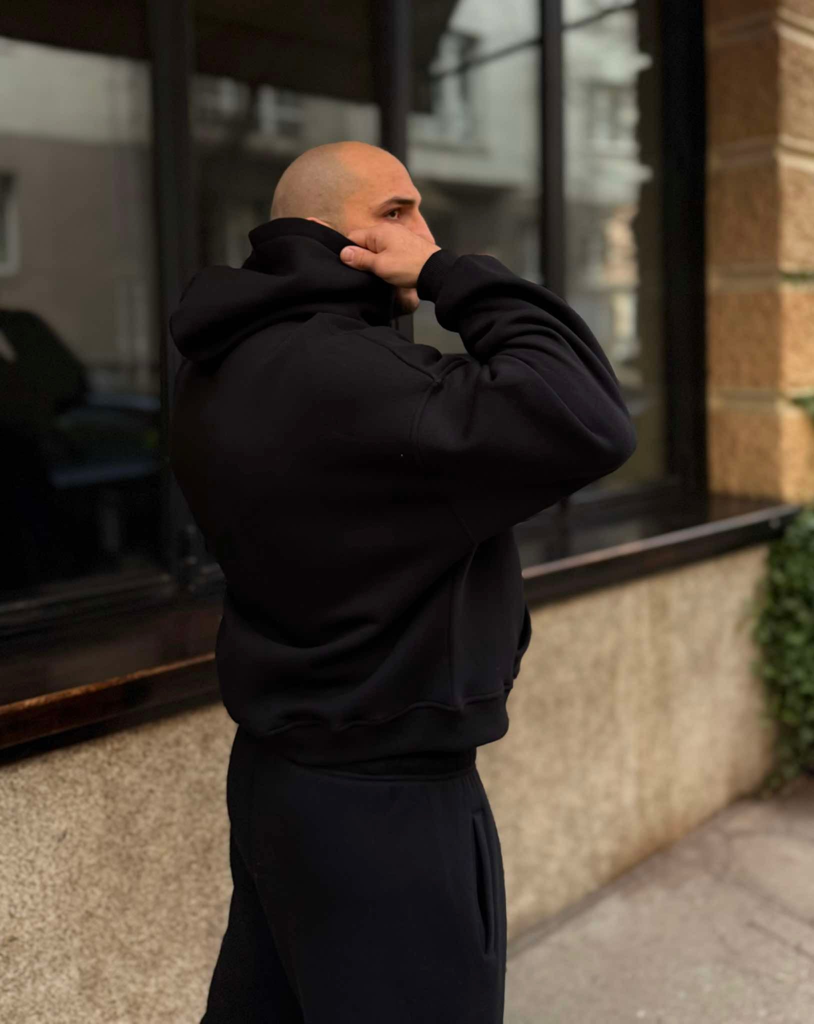 Set de bărbați vătuit, Relaxed Fit / Negru