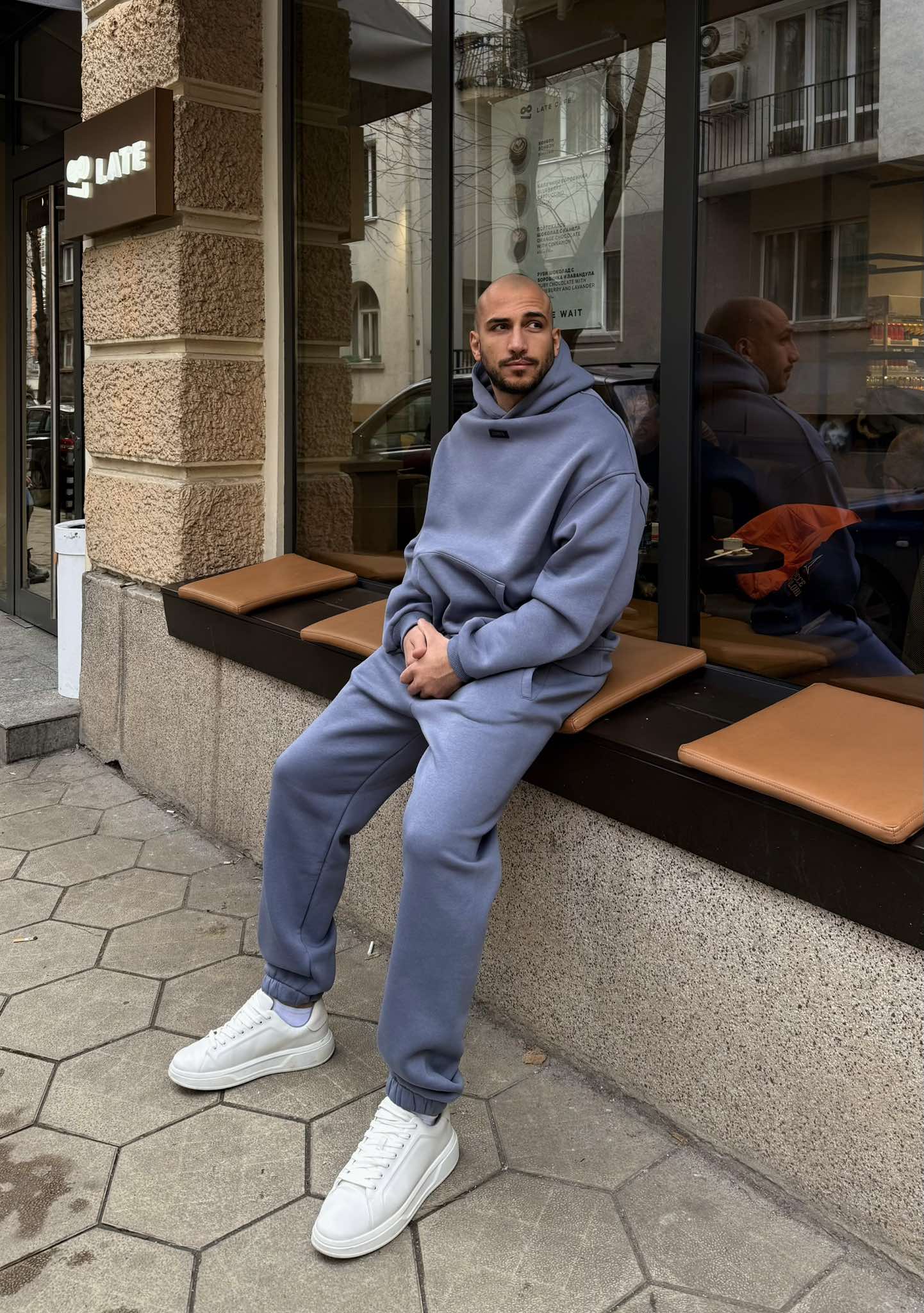 Set de bărbați flocată, Relaxed Fit / Gri cenusiu