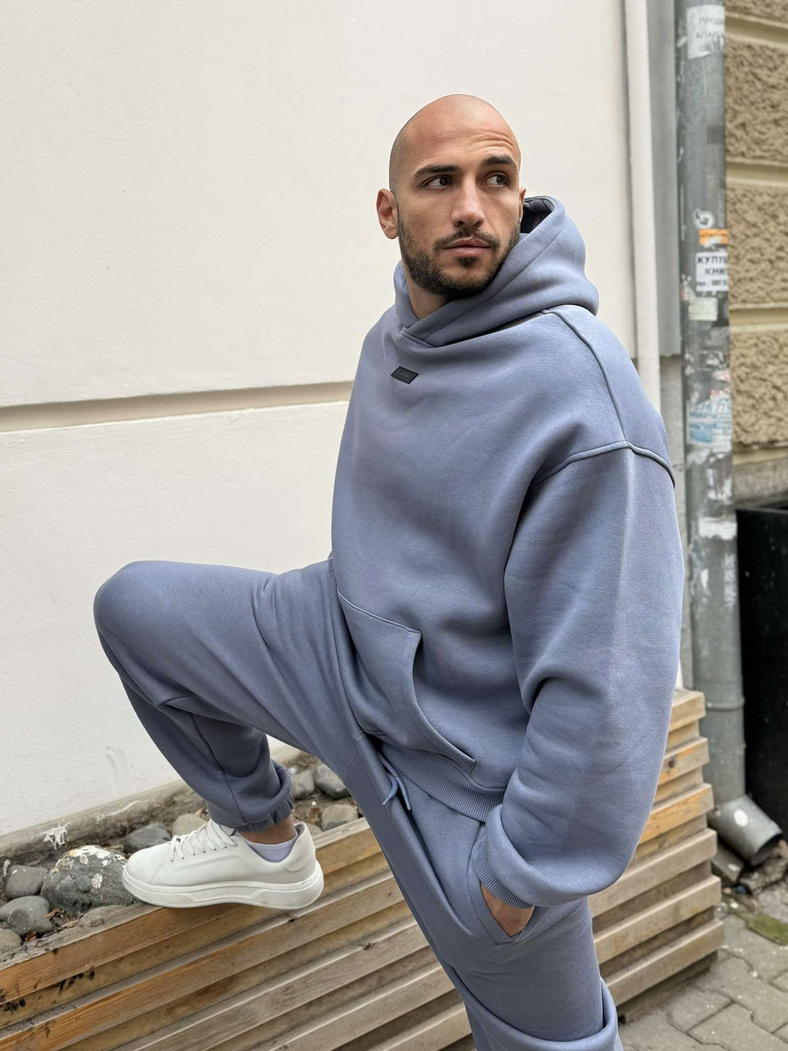 Set de bărbați din fleecă Relaxed Fit / Misty Grey