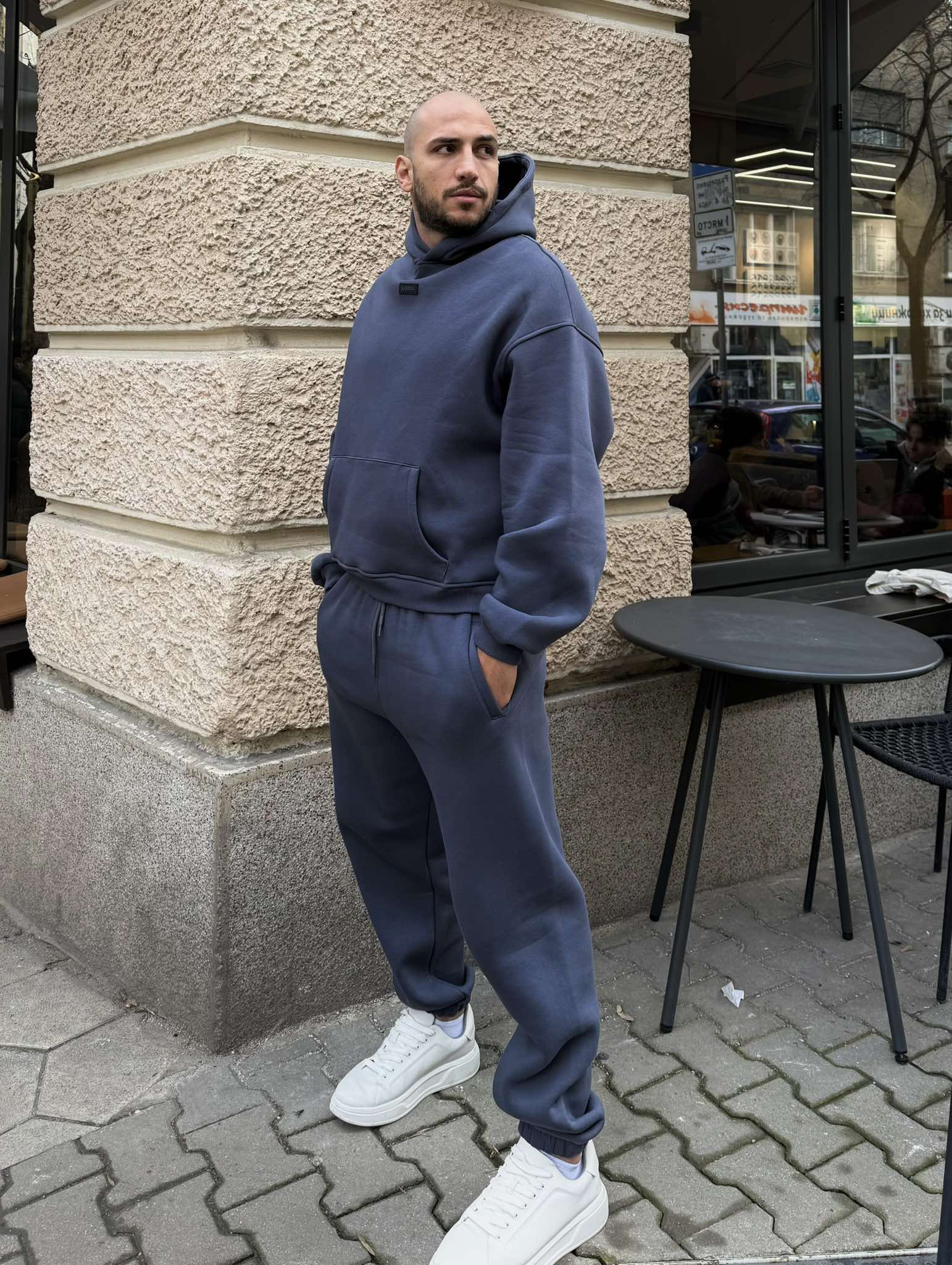 Set bărbătesc vătuit, Relaxed Fit / Dark Graphite