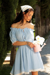 Rochie de muselină de pe Pinterest / Albastru