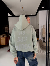 Hoodie FARA VIBRAȚII RĂU / Verde Lacteu