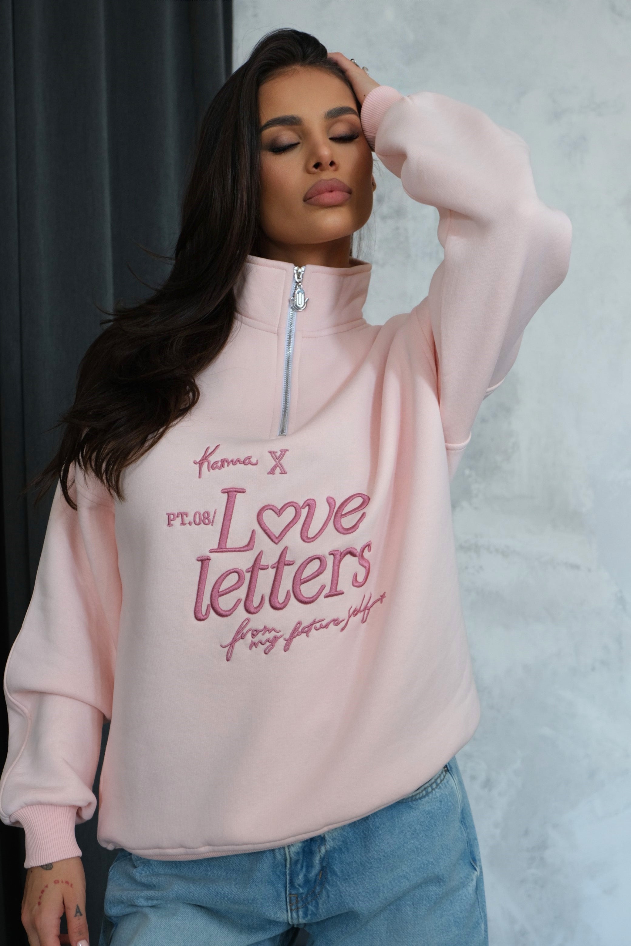 Hoodie SCRIȘORI DE IUBIRE / Pink Powder