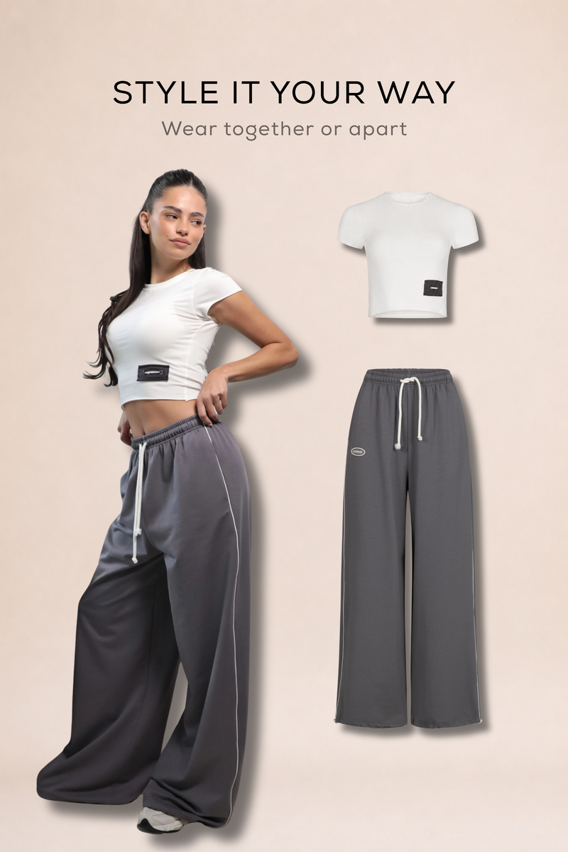 Bluză scurtă KARMA + pantaloni de trening Karma Jogger / Graphite Smoke
