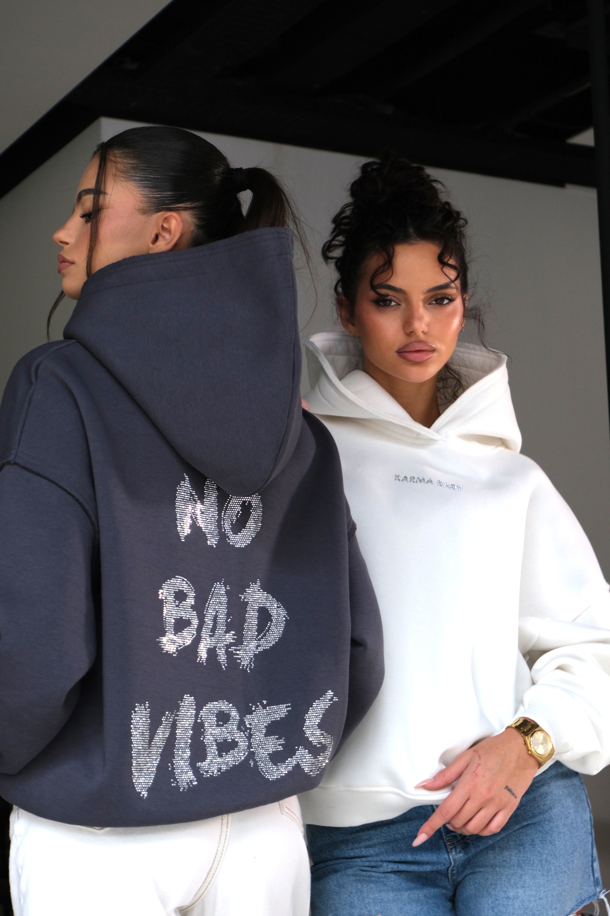 Hoodie Fără vibrații rele / Alb, alb