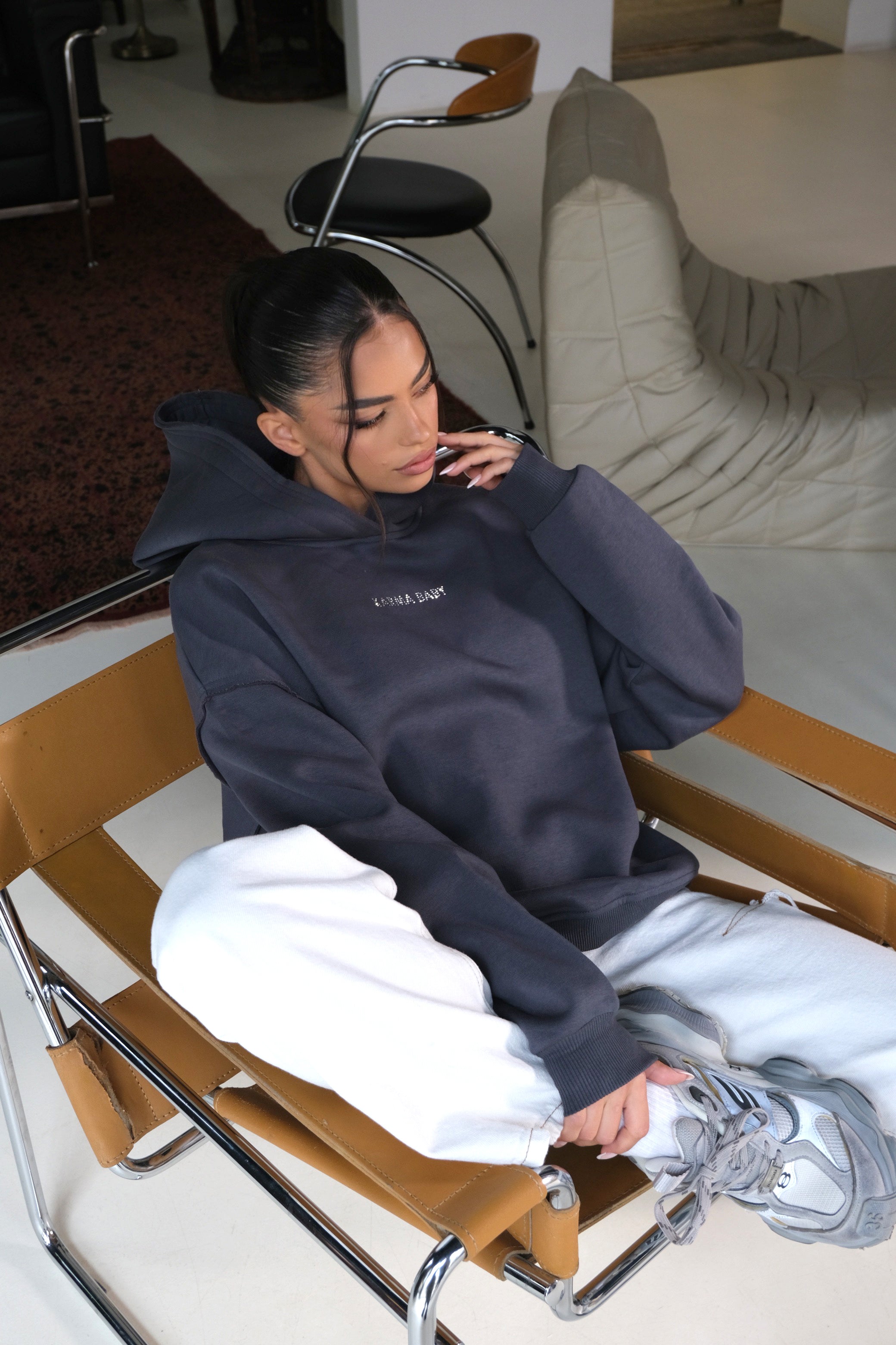 Hoodie Fără vibrații rele / Smoked Pearl