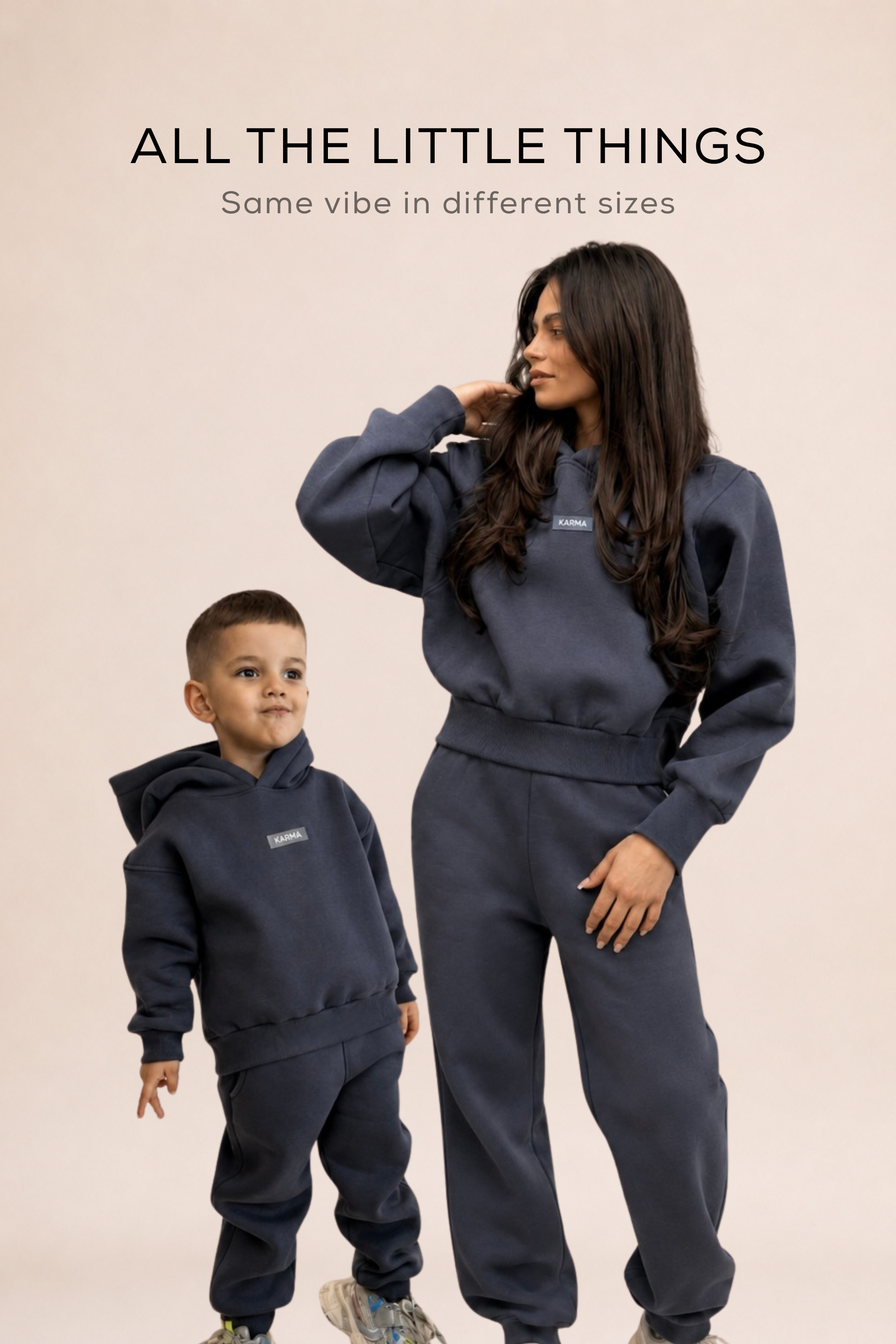 Set vătuit de damă Relaxed Fit + Set vătuit de copii Relaxed Fit / Dark Graphite