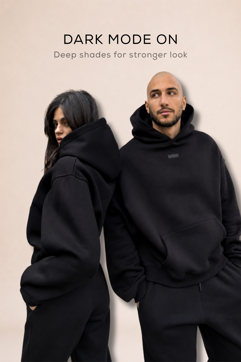 Set vătuit de bărbați Relaxed Fit + Set vătuit de damă Relaxed Fit / Negru