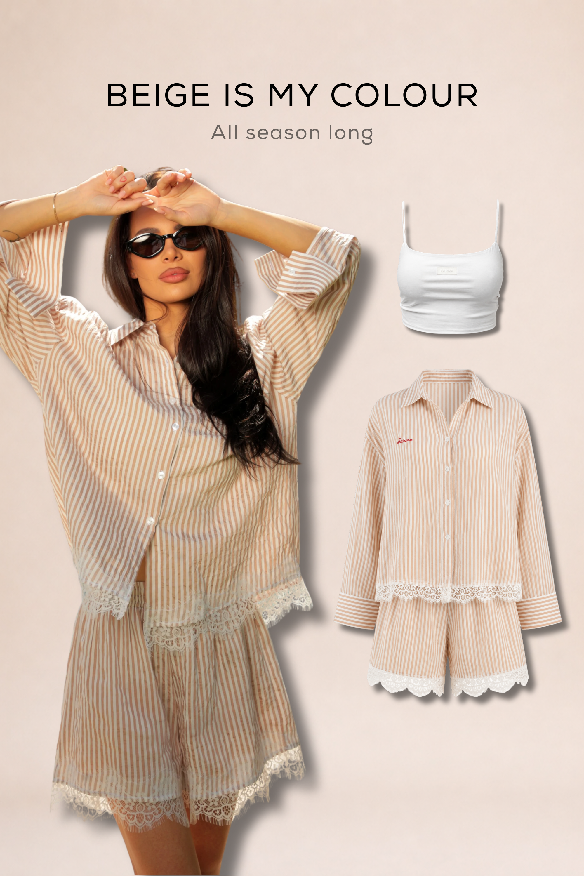 Top KARMA Basic + Set She is art / Beige
